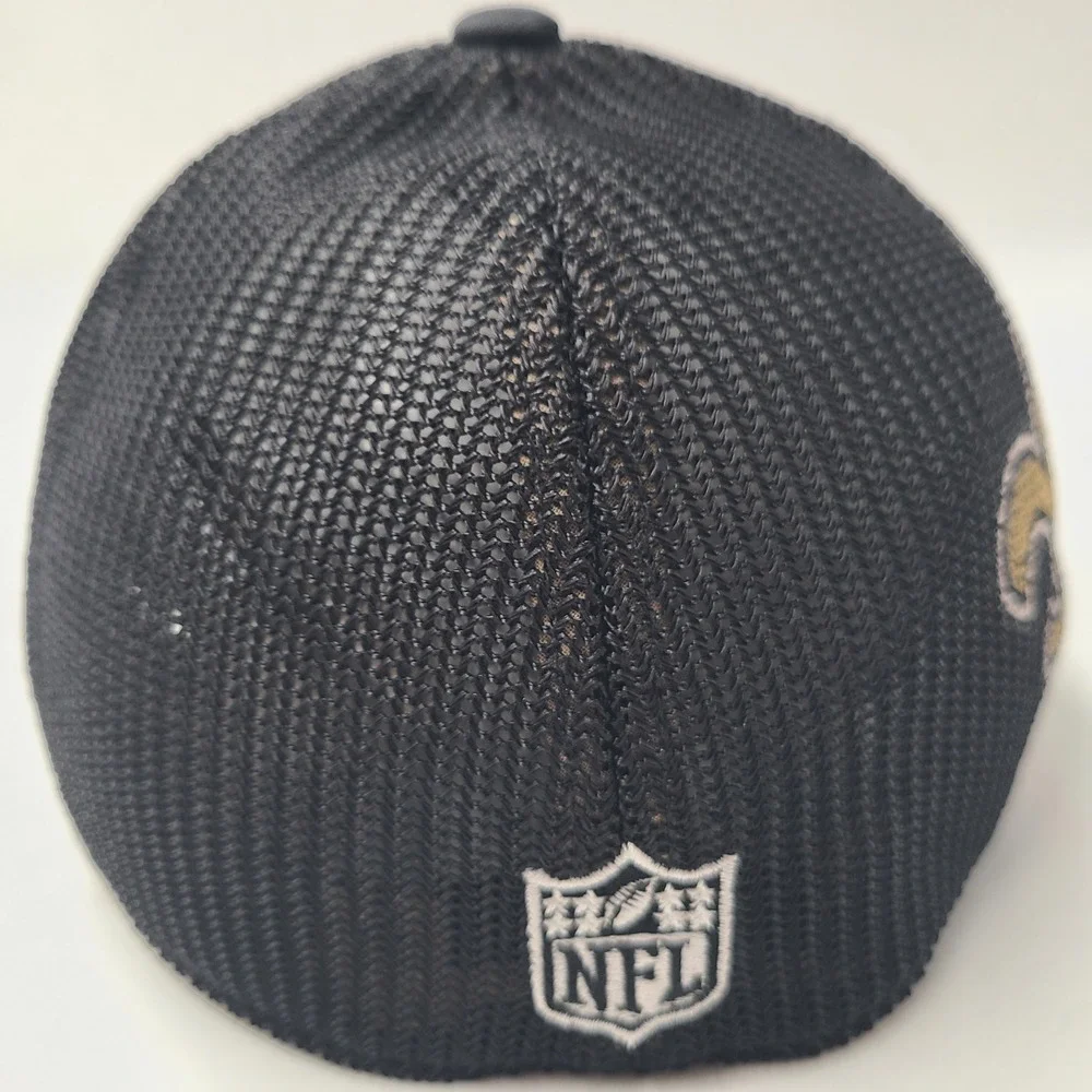 New Orleans Saints Hat Fitted S-M Trucker Mesh Reebok Black Gold NFL Football‎